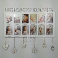Multiramka metryczka Pierwszy roczek imię grawer ramka na zdjęcia  12 10x15