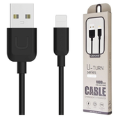 usams kabel u-turn lightning 1mczarny/black 2a ipusbxd01 (us-sj097)