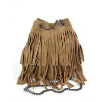 ZAMSZOWA LISTONOSZKA WOREK FRĘDZLE WŁOSKA SKÓRZANA CAMEL TOREBKA WL45C