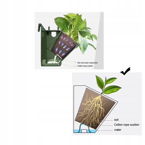 Doniczka ŚCIENNA Podwójna z NAWADNIANIEM 24cm WERTYKALNA Kaskada MODUŁOWE na Arena.pl