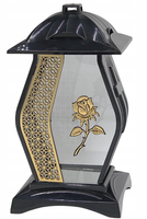 Znicz szklany kapliczka czarna z złotą różą