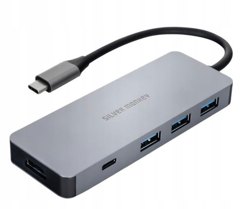 Silver Monkey Adapter USB-C - HDMI, 3xUSB, USB-C, PD 100W na Arena.pl
