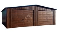 Garaż Blaszany 7,5x6m - 2x Brama Uchylna  Drewnopodobny NB140