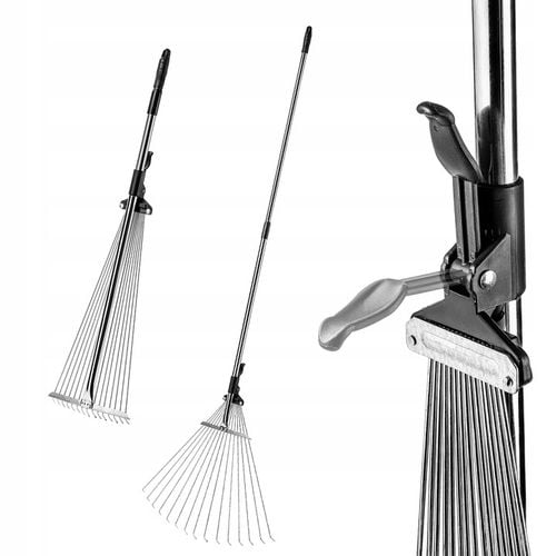 GRABIE METALOWE DO LIŚCI TRAWY Z TRZONKIEM WACHLARZOWE REGULOWANE na Arena.pl