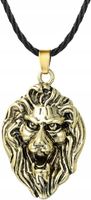 Naszyjnik Głowa Lwa Lion Wisior Rzemień Biżuteria Cosplay Zodiak Lew Gold