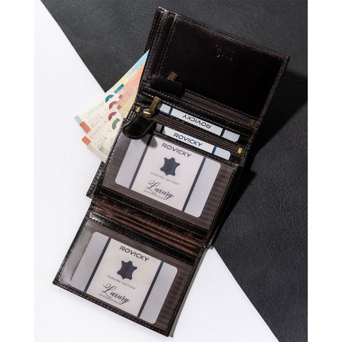 minimalistyczny portfel męski skórzany z portmonetką na suwak - rovicky na Arena.pl