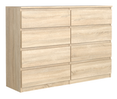 POJEMNA KOMODA 8 SZUFLAD 120CM DĄB SONOMA SZAFKA RTV DO SALONU
