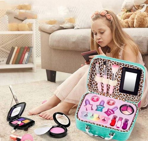 Kuferek do Makijażu dla Dzieci Zestaw Kosmetyków Bezpieczne Cienie Pomadki na Arena.pl