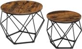 Stoliki kawowe 2 szt. rustykalny brąz 50x40 i 40x36 metal loft