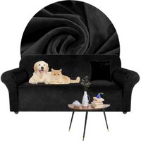 POKROWIEC NA KANAPĘ SOFĘ NAROŻNIK ELASTYCZNY WELUR AKSAMIT 145-185 CZARNY