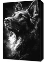 Obraz 40x60cm Portret Zwierząt do Salonu Pokoju | Owczarek | Czarno Białe