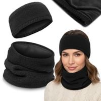 DWUSTRONNY Komplet Damski OPASKA i KOMIN Zestaw Zimowy z Polarem