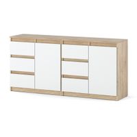 Komoda Dąb Sonoma Biały Mat Duża Szafka 160cm Z Szufladami Salon Sypialnia