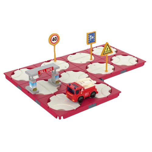 Zestaw Labirynt Drogowy Budowanie Trasy Pojazd Strażacki Znaki Drogowe na Arena.pl