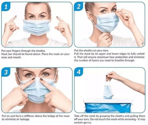 maseczka higieniczna trójwarstwowa niebieska - 50 szt. na Arena.pl