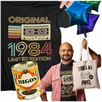T-SHIRT KOSZULKA MĘSKA NA 40 URODZINY 40 LAT + GRATIS TORBA NA PIWKO