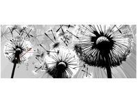 100CM 40CM ZEGAR ŚCIENNY BIAŁE DMUCHAWCE SZARYM TLE MALOWNY RAMA