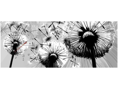 100CM 40CM ZEGAR ŚCIENNY BIAŁE DMUCHAWCE SZARYM TLE MALOWNY RAMA na Arena.pl