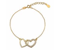 Pozłacana srebrna bransoleta gwiazd celebrytka serce serduszko cyrkonie srebro 925 Z1144B_G