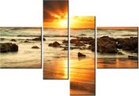 130CM 90 OBRAZ 4 ELEM WSCHÓD SŁOŃCA WZBURZONYM OCEANEM ŚCIENNY