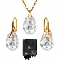 Pozłacany Komplet Biżuterii Ślubnej Prezent Zestaw