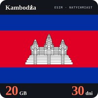 Karta eSIM Internet Kambodża 20 GB na 30 dni - bez rejestracji