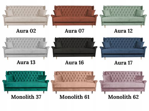 Rozkładany zestaw wypoczynkowy z wersalką fotele uszaki ŻÓŁTY na Arena.pl