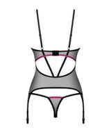 gorset i stringi obsessive novenes prześwitujące czarne xl/2xl