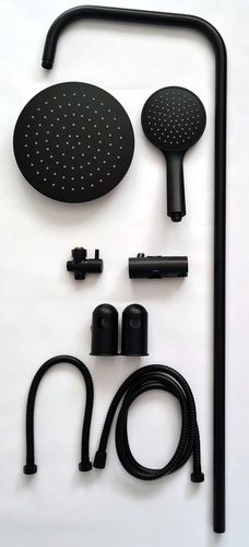 ZESTAW PRYSZNICOWY CZARNY Z BATERIĄ NATRYSKOWĄ DESZCZOWNICA KOMPLET MAT HIT na Arena.pl