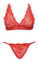 ouno sexy lingerie set 2 parts l/xl red