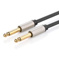 kabel przewód audio mono ts jack 6.35mm - jack 6.35mm 3m - szary