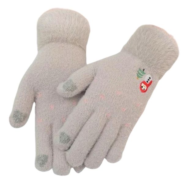Ciepłe Dotykowe Rękawiczki Damskie Haftowane zdjęcie 3