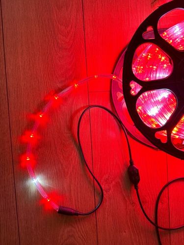 Wąż Świetlny LED Flash Czerwony + Biały Zimny 50m IP44 Okrągły Zewnętrzny na Arena.pl