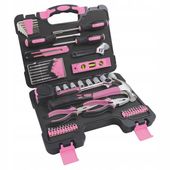 Zestaw narzędzi różowy Fieldmann 53 elementy młotek kombinerki poziomica