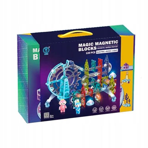 Klocki Magnetyczne Tor Kulkowy Świecący Magnetic Blocks 120 Elementów na Arena.pl