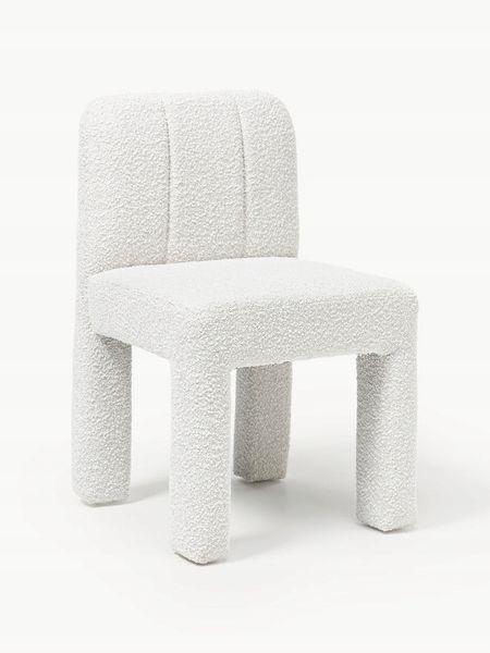 Krzesło tapicerowane Bouclé Lukas Białe zdjęcie 1