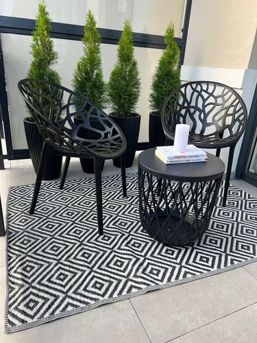 ZESTAW OGRODOWY BALKONOWY 2X KRZESŁO PLASTIKOWE AŻUROWE + STOLIK na Arena.pl