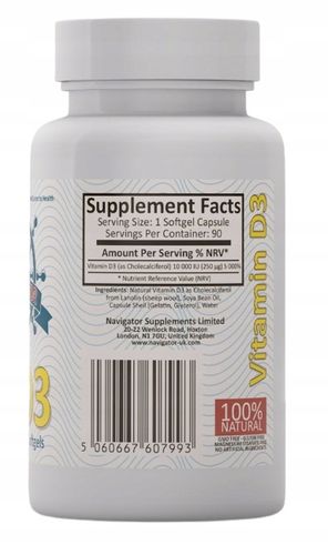 WITAMINA D3 Z LANOLINY 10000IU DUŻA DAWKA 90 kaps Odporność Witamina słońca na Arena.pl