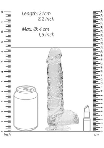 8"" / 20 Cm Realistic Dildo With Balls - Transparent na Arena.pl