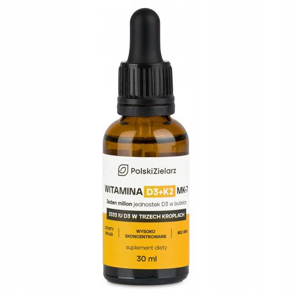 Witamina D3+K2 MK-7 w oleju 30ml 10000 IU z NATTO Polski Zielarz zdjęcie 2
