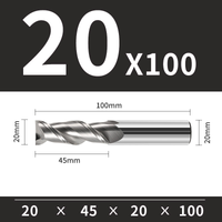 Frez trzpieniowy VHM 2-ostrzowy do aluminium Rozmiar: Ø20x45x20Dx100L
