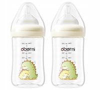 ZESTAW 3X BUTELEK DO KARMIENIA DZIECI - Z DINOZAURAMI - 240ML - OBERNI