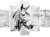 105CM 150CM OBRAZ 5 ELEM KOŃ DRUK