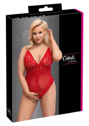 cottelli curves body plus size 4xl czerwone z koronką bez krocza na Arena.pl