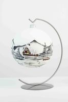 Biało-Szara Matowa Bombka na Boże Narodzenie na Stojaku 100