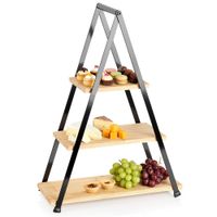 Patera Bambusowa Piętrowa Taca Deska na Owoce Przekąski Desery Wędliny Sery