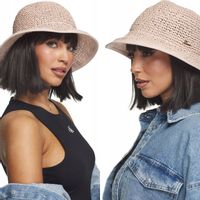 KAPELUSZ damski na lato SŁOMKOWY SŁOMIANY EKO słomka bucket hat pudrowy róż