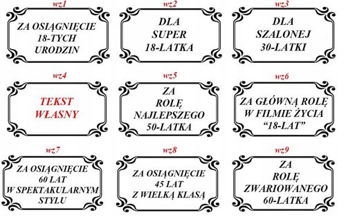 STATUETKA PREZENT 18 30 40 50 DOWOLNE URODZINY TWÓJ WŁASNY TEKST OSKAR na Arena.pl