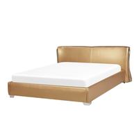 Łóżko skórzane 180 x 200 cm złote PARIS