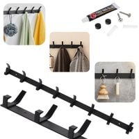 Wieszak Ścienny na Ubrania 74 cm Wiszący Łazienkowy 8 Uchwytów Loft